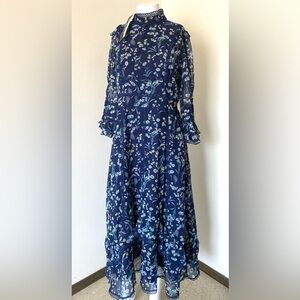 Dalia MacPhee retro lace long sleeve maxi dress.